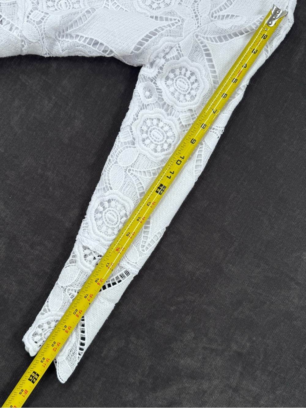 Saks Fifth Avenue Small White Lace Zip Jacket Floral Crochet Sheer Long Sleeve - Picture 9 of 9